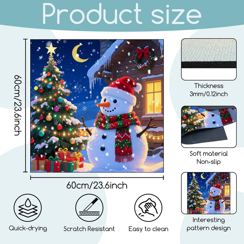 Christmas Snowman Laundry Washer Dryer Dust Cover Mat 23.6x23.6inch Winter Night Washing Machine Top Protector Pads Christmas TreeDIY