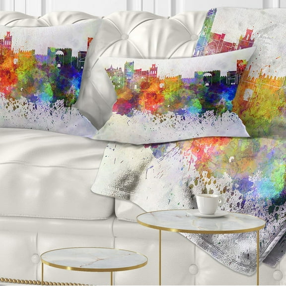 Designart Avila Skyline - Cityscape Throw Pillow - 12x20
