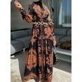 thumbnail image 3 of Tralilbee Nouvelle Robe Chemise Fendue à Manches Longues Grande Taille Aguichant à Col en V Robe de Fête Mode Élégante Imprimée Robe Vintage Robe Maxi Décontractée, 3 of 5