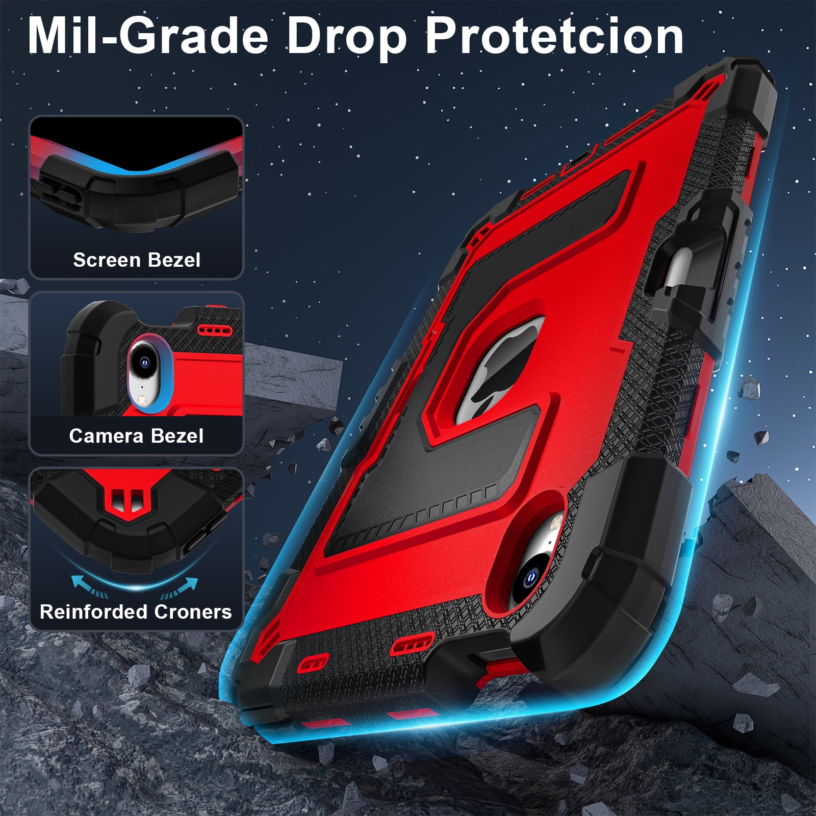 Dteck Case for iPad Mini 7 (A17 Pro) 2024 / Mini 6 2021 8.3 inch,Heavy Duty Kickstand Case with Shoulder Strap Shockproof Rugged Cover Built-in Pencil Holder for Pad Mini 7th/6th Gen 8.3",Black+Red