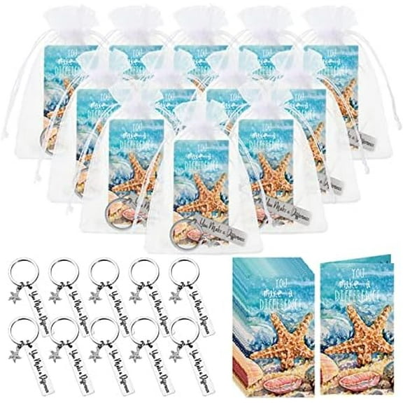180 Pcs Starfish Story Gift Bulk Employee Coworker Appreciation Keychain You Make a Difference Cards with Organza Bags Christmas Thank You Emotional Support Gifts$$Office