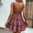 thumbnail image 4 of FAIWAD Summer Polka Dress for Women Ruffle Trim Layered Pleated Mini Dress Lace-Up Bowknot Strappy Flowy Dress, 4 of 4