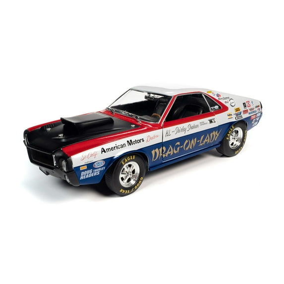 Muscle Car & Corvette Nationals (MCACN) 1969 AMC AMX S/S Drag on Lady "Legends of the Quarter Mile", Red White, Blue and Black - Auto World AW267 - 1/18 scale Diecast Model Toy Car
