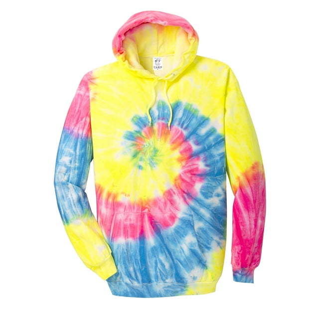Gravity Threads Mens Tie-Dye Pullover Hoodie Sweater - Neon Rainbow - 4X-Large