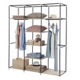 thumbnail image 5 of Closet Organizer for Bedroom, Wardrobe Rack for Home PKWQ503RW, Beige 69" Portable Clothes Closet Non-Woven Fabric Wardrobe Double Rod Storage Organizer, 5 of 5