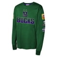 thumbnail image 2 of Youth Mitchell & Ness Hunter Green Milwaukee Bucks  Hardwood Classics All Over Long Sleeve T-Shirt, 2 of 3