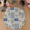thumbnail image 3 of Summer Ocean Round 13 Inch Placemats Set of 2, Nautical Coastal Fish Food Wine Crab Retro HeatResistant Non Slip Place Mats for Dining Table, Wipeable Braided Kitchen Table Mats for Housewarming, 3 of 9