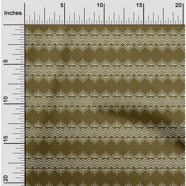 oneOone Cotton Poplin Fabric Floral & Chevron Block Printed Fabric 1 Yard 42 Inch Wide