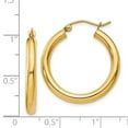 thumbnail image 3 of Amanda Rose Collection 14K REAL Yellow Gold 1 inch 3mm Thick Classic Polished Round Hoop Earrings for Women -14K Gold Hoop Earrings for Women, 3 of 4