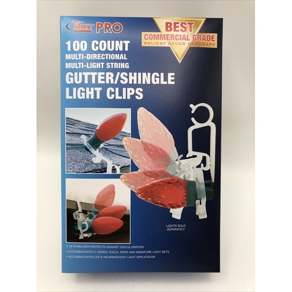 Titan Pro 100 CT Commercial Grade Multi Directional Light String Clips Hangers