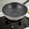 thumbnail image 4 of GOOHOCHY Sartén wok de acero inoxidable con estructura de panal y mango de baquelita., 4 of 8