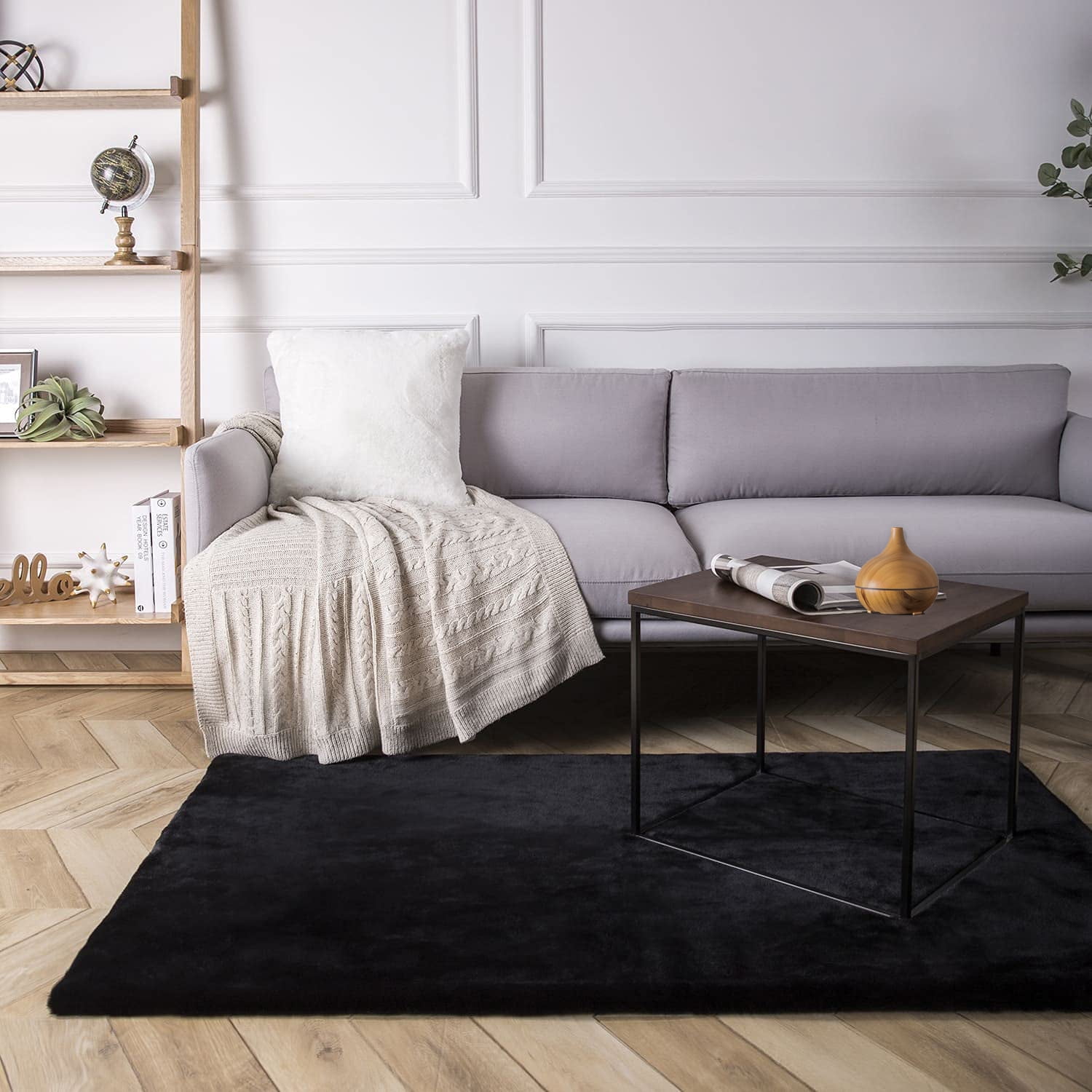 Latepis 3x5 Faux Fur Rug, Faux rabbit fur Rug for Living Room, Fluffy Washable Faux fox fur Rug