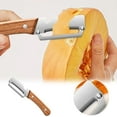 thumbnail image 2 of Multi Functional Home Vegetable Peeler Bottle Opener for Kitchen, Stainless Steel Blade with Ergonomic Wooden Handle for Easy Potato Fruit and Veggie Peeling, Includes Bottle Opener Feature, 2 of 6