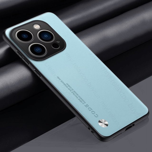 For iPhone 16 Pro Max Case Premium PU Leather Back Cover iPhone16 i Phone 16Pro 16 ProMax Plus Silicone Bumper Shockproof Coque Sky Blue-09 For iPhone 16 Plus