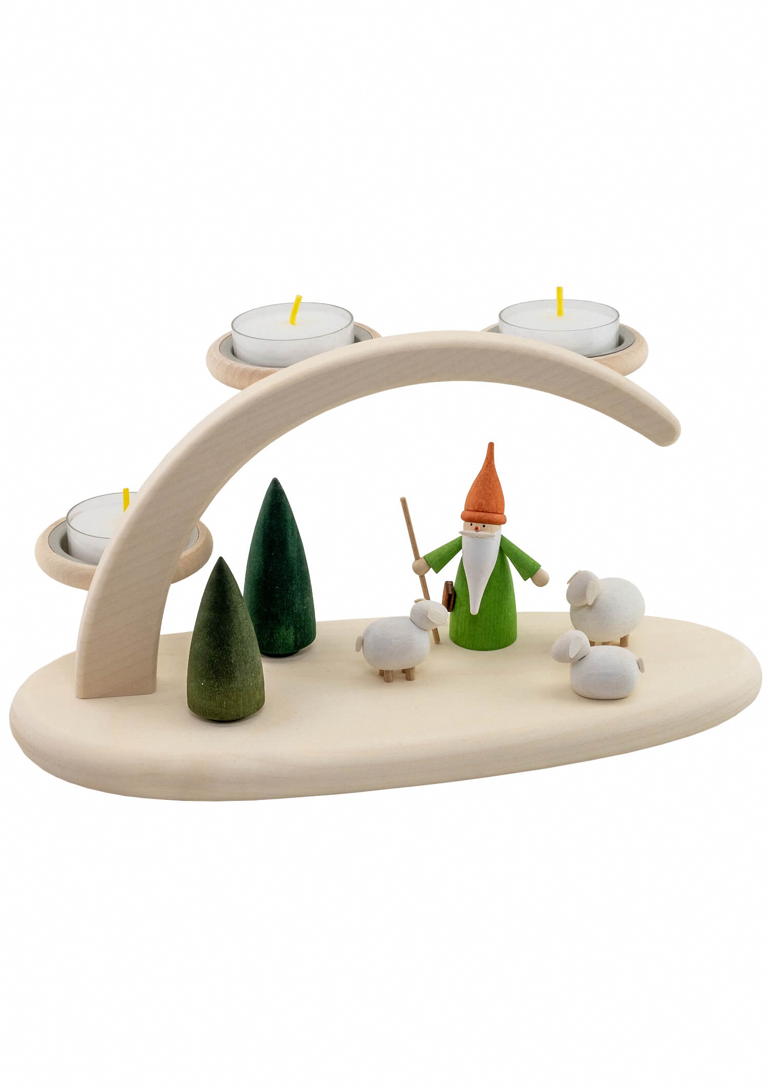 German candle arch, length 24 cm / 10 inch, natural, electrically