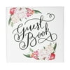 moobody 72-Pages White Floral Satin Cover Wedding Guest Book Hardcover Double-Sided Wedding Guestbook
