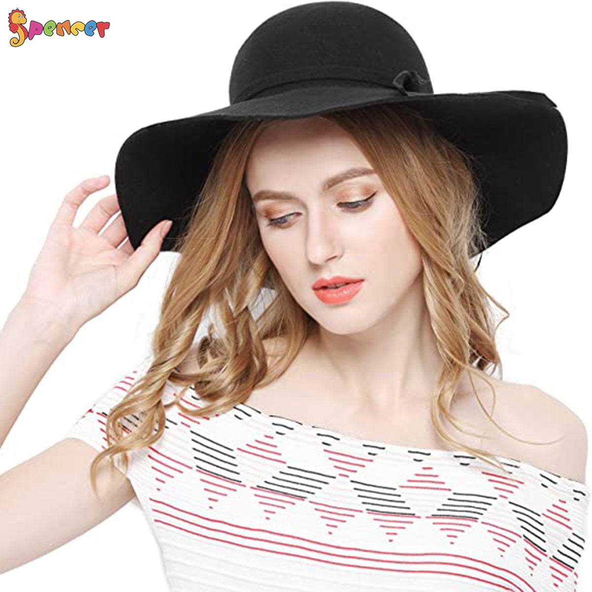  Lmtossey Winter Fedora Hats for Women Wide Brim Wool Felt Hats  with Flower Leather Wedding Hat Bowler Caps : Clothing, Shoes & Jewelry