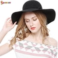 thumbnail image 4 of Spencer Women's Winter Floppy Wide Brim Hat Wool Retro Fedora Floppy Felt Bowler Hat Sun Cap (Coffee), 4 of 7
