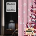 thumbnail image 3 of Pink Christmas Blackout Curtains for Bedroom/Living Room, Pinch Pleated Black Out Curtains, Winter Snowman Xmas Pine Tree Snowy Room Darkening Window Drapes with Hooks 2 Panels, 39"x70", 3 of 8
