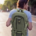 thumbnail image 2 of Green Rucksack Large Capacity Canvas Backpack Travel Casual Canvas Satchel Durable Backpack Multifunction Student School Bag, 2 of 8