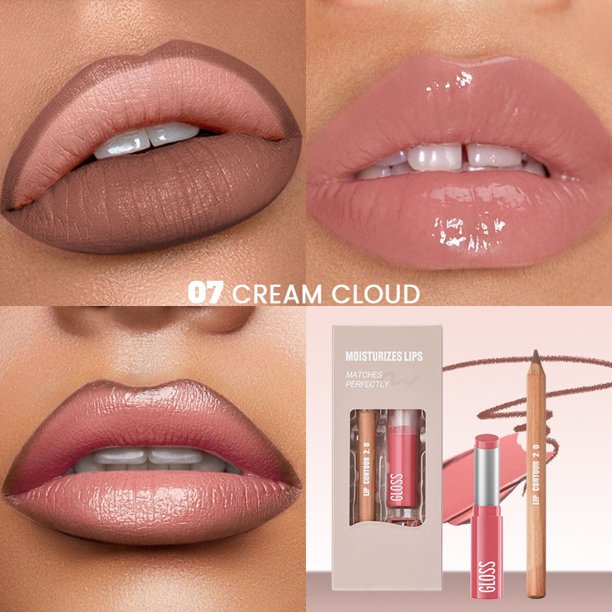 Juego de delineador de labios y lápiz labial un lápiz labial