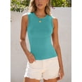 thumbnail image 5 of ANRABESS Womens High Neck Tank Tops Stretchy Sleeveless Racerback Sexy Slim Fit Basic Tee Shirts Y2K Trendy Summer Outfits Lake Green XX-Large, 5 of 8