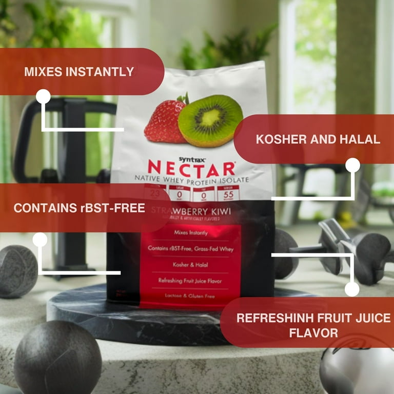 Syntrax Nectar Native Whey Protein Isolate Powder, 2lb - Muscle Support - Strawberry Kiwi - 1 Pack - Walmart.com