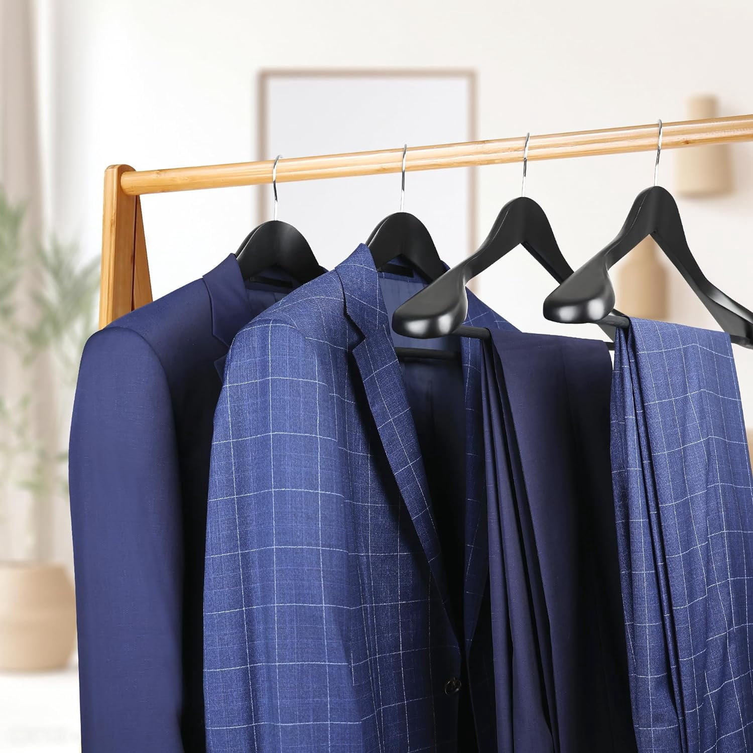 Wood Hangers Trouser Hangers Extra Wide Shoulder Wooden Hangers for Heavy Coat, Sweater, Skirt, Suit, Pants, Retro Finish