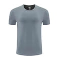 thumbnail image 3 of Men's Ice-Silk T-Shirt Nylon Spandex Quick Dry Breathable Short Sleeve Round Neck Moisture Wicking Casual Athletic Fitness Training Running | Zenithor,Gray 3XL, 3 of 9