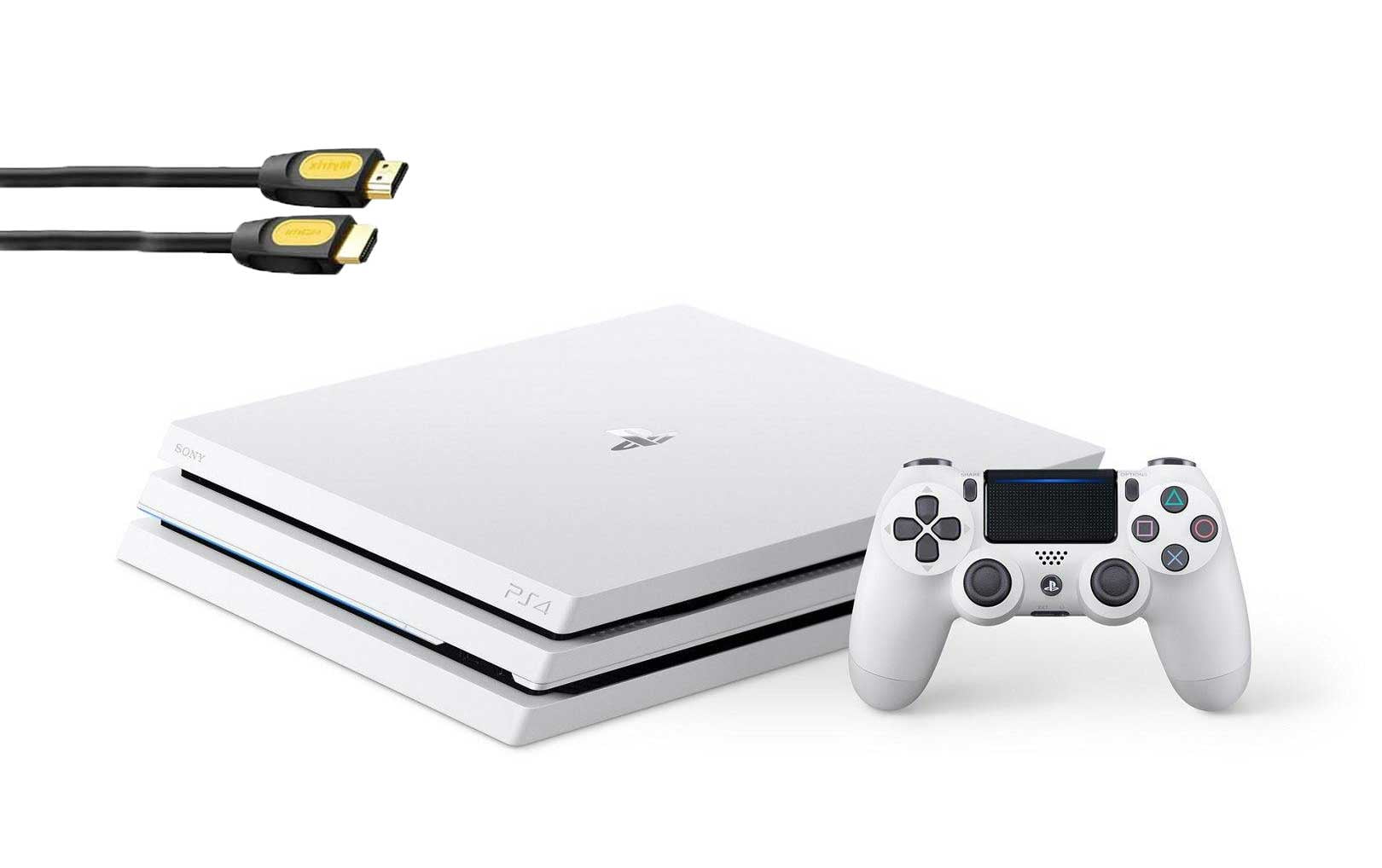 Sony PlayStation 4 Pro Glacier 1TB Gaming Consol White 2 Controller Included BOLT Bundle Used - Walmart.com