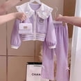 thumbnail image 3 of 2 piezas Anime Sanrioed Kuromi Cinnamoroll niñas adolescentes pantalones de pierna ancha abrigo princesa Kawaii niños conjuntos de ropa Corea otoño moda, 3 of 5