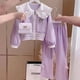 thumbnail image 3 of 2 piezas Anime Sanrioed Kuromi Cinnamoroll niñas adolescentes pantalones de pierna ancha abrigo princesa Kawaii niños conjuntos de ropa Corea otoño moda, 3 of 5