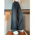thumbnail image 6 of WMQPNNS Girls Baggy Wide Leg Jeans with Pockets Girls Jeans Pants 7/8 Lined Elastic High Waist Denim Pants Streetwear Winter Clothes(Size 5-6 Years, Dark Blue-2), 6 of 9