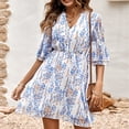 thumbnail image 2 of Vestido estampado Mujer Cuello en V Manga 1/2 Poliéster Moda Casual para Primavera Verano, 2 of 6