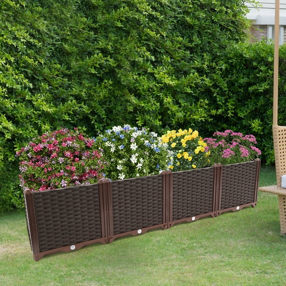 Raised Garden Bed Large Planter Box Raised Garden Bed Box with Waterproof Strips Deep Brown