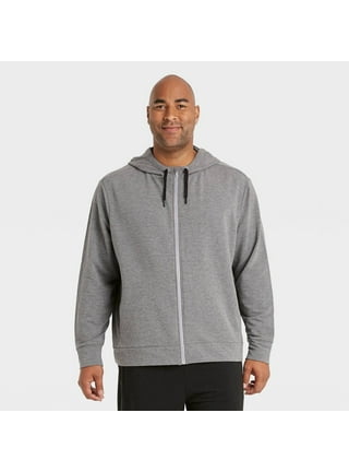 Men's Cotton Fleece Hooded Sweatshirt - All In Motion™ Heathered Light Gray  M : Target