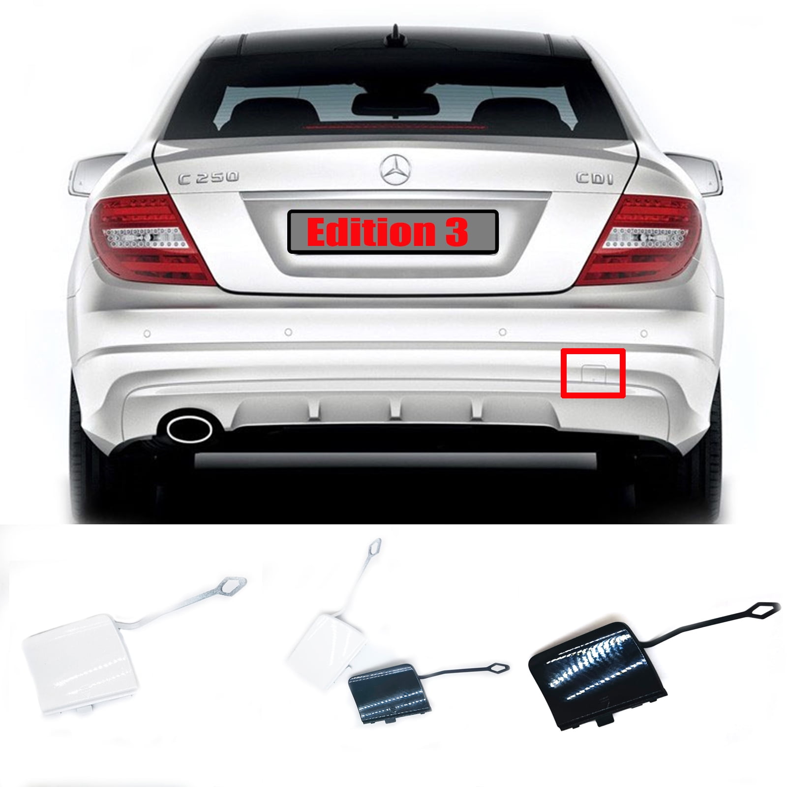 Trimla Edition 1 Rear Tow Cover for Mercedes-Benz C-Class W204 AMG
