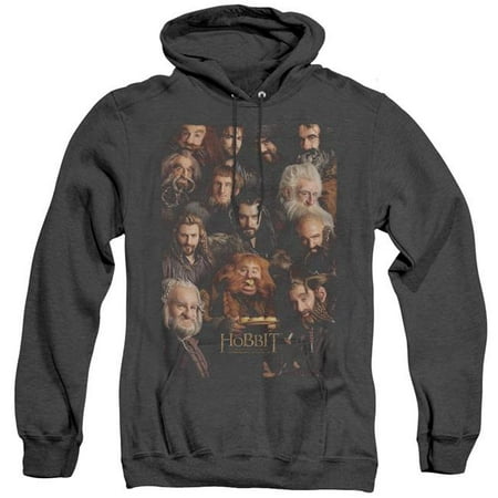 Trevco Sportswear HOB1100-AHH-2 The Hobbit & Dwarves Poster Adult Heather Pull-Over Hoodie,  Black -