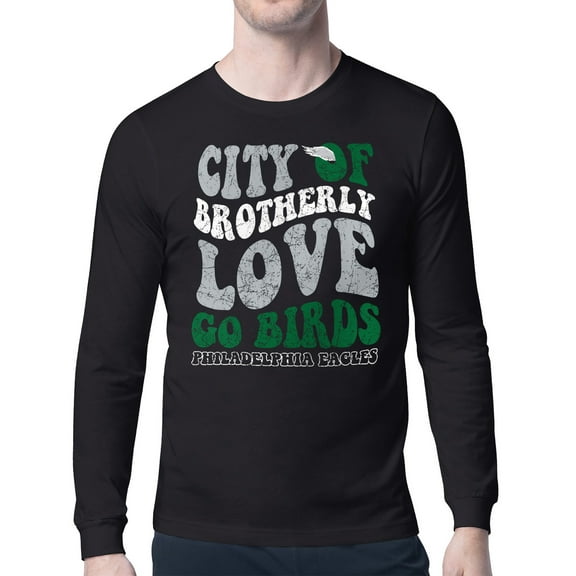 Men's-Starter  Black Philadelphia Eagles Distressed Retro City of Brotherly Love Long Sleeve T-Shirt