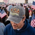 thumbnail image 4 of American Flag, Vintage, Embroidery, 250 Years Freedom, Usa Flag, Baseball Cap, Vintage Prints, Adjustable Closure, Gray, 1 Pc, Anniversary, Independence Day, 4 of 7