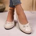 thumbnail image 4 of Women Dressy Flat Shoes Slip on Office Work Shoes with Front Bowknot, Ladies Business Casual Comfortable Low Heels Shoes Outdoor Wear Versatile Plus-Size Loafers, 4 of 10