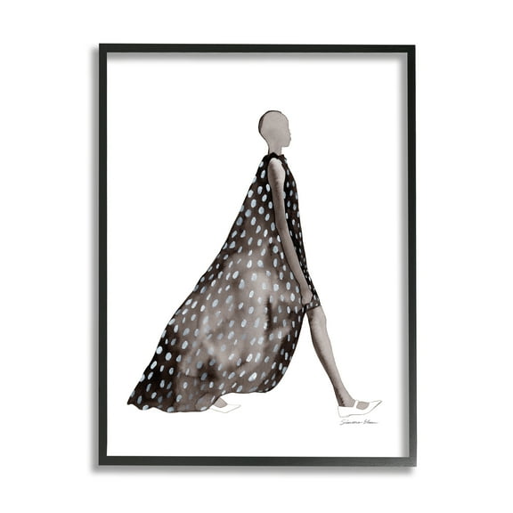 Stupell Industries Fashion Silhouette Girl Beauty & Fashion Painting Black Framed Art Print Wall Art, 11 x 14