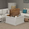thumbnail image 5 of Llinc Store 31.5" Farmhouse Coffee Table, Square Wood Center Table with Hinged Lift Top, Rustic Cocktail Table with Large Hidden Storage Compartmen for Living Room-White, 5 of 8