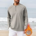 thumbnail image 3 of ZCFZJW Quarter Zip Pullover Men Trendy Fall Winter 1/4 Zip Long Sleeve Mock Neck Golf Jacket Thick Warm Fleece Lined Water Resistant Sweatshirt Khaki XXL, 3 of 10