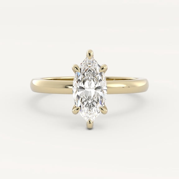 1.0 CTW Marquise Cut Lab Grown Diamond Solitaire Engagement Ring 925 Silver Yellow Plated Solitaire Promise Ring Her