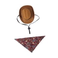 thumbnail image 2 of Accesorios de vestuario de vaquero de mascota sombrero de vaquero y pañuelo divertido para el cumpleaños del gato M rojo, 2 of 8