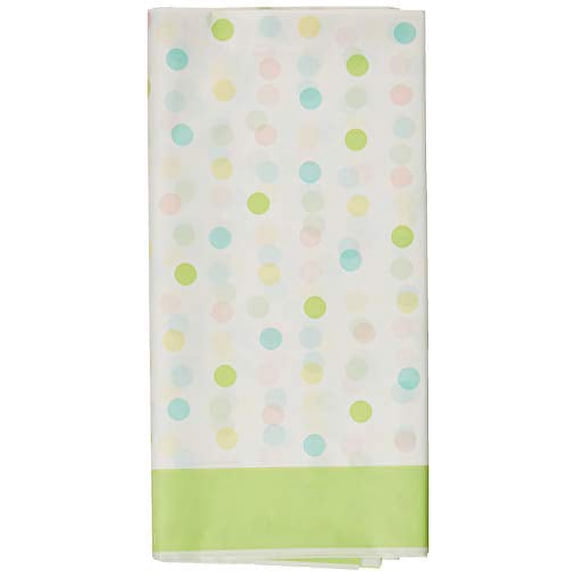 Creative Converting Pastel Polka Dot Plastic Tablecloth, 54" x 102", Multi-colored