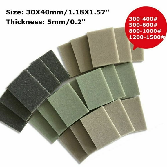 10Pcs Foam Sanding Block Wet Dry Fiberglass Bodywork Sponge Pads Fine Coarse Grit Sandpaper Polishing Grinding Abrasive Tools 300-400# Smile Home