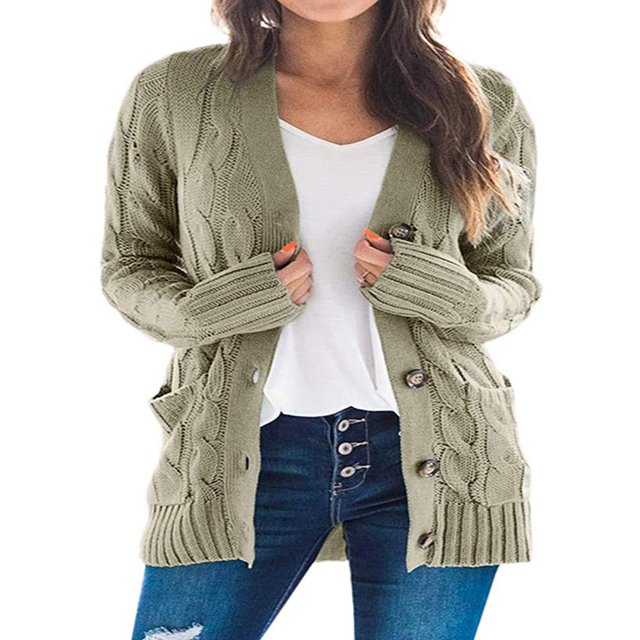 AMERTEER Cardigan à Manches Longues pour Femmes Pull Tricoté Doux Ouvert devant
