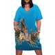 thumbnail image 1 of Vestido de león y pez flotando sobre fondo azul para mujer, holgado, con bolsillo, para fiesta y graduación., 1 of 6